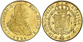 1794. Carlos IV. Sevilla. CN. 2 escudos. (Cal. 446). 6,72 g. MBC/MBC+.