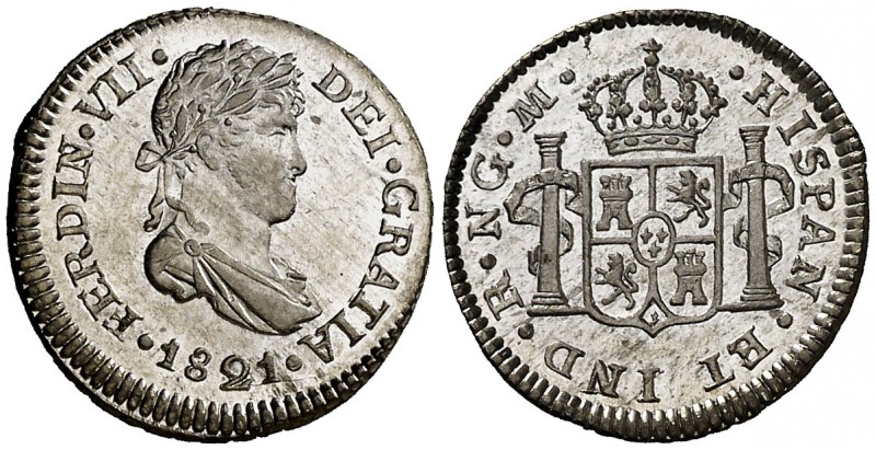 1821. Fernando VII. Guatemala. M. 1/2 real. (Cal. 1294). 1,69 g. Estuvo encapsul...