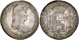 1818. Fernando VII. Guatemala. M. 8 reales. (Cal. 486). 26,89 g. Preciosa pátina. MBC+/EBC.