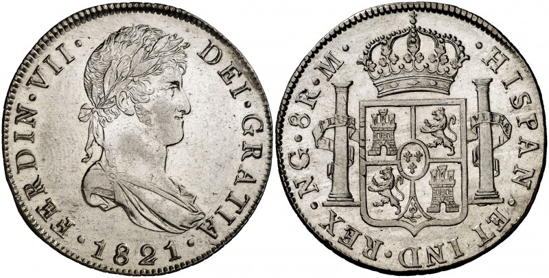 1821. Fernando VII. Guatemala. M. 8 reales. (Cal. 470). 26,95 g. Muy bella. Bril...