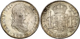 1821. Fernando VII. México. JJ. 8 reales. (Cal. 565). 27 g. Parte de brillo original. EBC-.