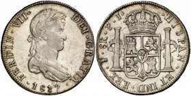 1817. Fernando VII. Potosí. PJ. 8 reales. (Cal. 606). 26,90 g. Leves rayitas. Buen ejemplar. MBC+/EBC-.