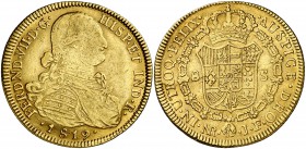 1819. Fernando VII. Santa Fe de Nuevo Reino. JF. 8 escudos. (Cal. 110) (Cal.Onza 1337) (Restrepo 127-32). 27 g. Leves golpecitos. MBC/MBC+.