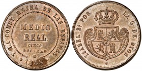 1848. Isabel II. Madrid. 1/2 real o 5 décimas. (Cal. 572). 18 g. Golpecito. Atractiva. EBC+/EBC.