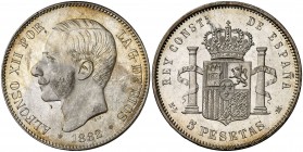 1882*1882. Alfonso XII. MSM. 5 pesetas. (Cal. 36). 25 g. Bella. Brillo original. S/C-.