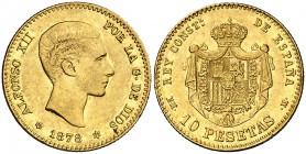 1878*1878. Alfonso XII. EMM. 10 pesetas. (Cal. 23). 3,21 g. Escasa. MBC+.
