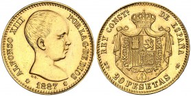 1887*1961. Estado Español. MPM. 20 pesetas. (Cal. 5). 6,45 g. Acuñación de 800 ejemplares. Rara. S/C-.