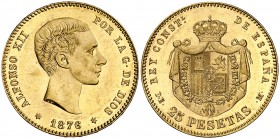 1876*1876. Estado Español. DEM. 25 pesetas. (Cal. 2a). 8,03 g. Bella. Rara. EBC+.