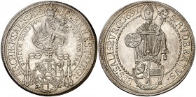 1691. Austria. Salzburgo. Juan Ernesto. 1 taler. (Kr. 254). 28,82 g. AG. Bella. Brillo original. Rara así. EBC+.
