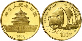1987. China. S (Shanghai). 100 yuan. (Fr. B4) (Kr. 166). 31,15 g. AU. Panda. Proof.