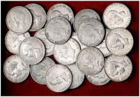 1885-1899. Lote de setenta y tres monedas de 5 pesetas. A examinar. BC/BC+.
