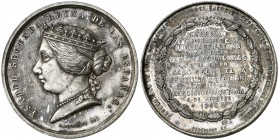 1860. Isabel II. Guerra de África contra Marruecos. (V.Q. 14345). 53,25 g. 50 mm. Metal blanco. Grabador: Massonet. Rara así. EBC.