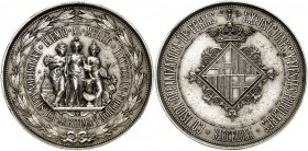 1872. Barcelona. (Cru.Medalles 637a) (V.Q. 14385). 284 g. Metal blanco. 86 mm. Rara. EBC.