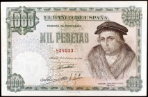 1946. 1000 pesetas. (Ed. D54). 19 de febrero, Vives. Leve doblez, pero ejemplar con apresto. Raro. MBC+.