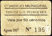 Viso de los Pedroches (Córdoba). 50 céntimos. (KG. 830). Muy raro. MBC-.