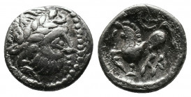 EASTERN EUROPE. Imitations of Philip II of Macedon. AR Drachm (3rd-2nd centuries BC). "Dachreiter" type. Av.: Stylized laureate head of Zeus right. Rv...