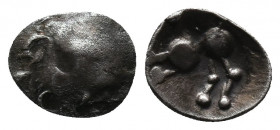 Central Europe. Boii. 1st century BC. AR Obol Karlstein Type. Av.: uneven, slightly raised bump in the middle Rev. Horse left. Kostur-Gašpár 167 var. ...