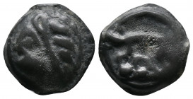 Western Europe. Gaul, the Leuci Potin Unit. Circa 100-50 BC. Crude head left / Boar standing left; Fleur-de-lys below. D&T 227; Depeyrot, NC VII, 
We...