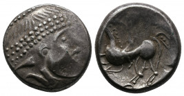 Eastern Europe. Imitations of Philip II of Macedon (2nd-1st centuries BC). Tetradrachm. Velemer type. Obv: Stylized diademed beardless head of Zeus ri...