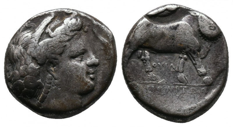 Campania, Neapolis AR Didrachm. AR Didrachm Circa 300 BC. Av.: Head of nymph rig...