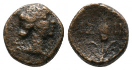 Pisidia. Isinda ca. 100-0 BC. Av.: Head of Artemis right Rv.: ΙΣ-ΙΝ, grain ear with two leaves. Aulock Pisidien 1 698, BMC 18 S223,2. Very fine, Rare ...
