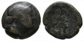 Argolis, Methana (as Arsinoë). Circa 221-203 BC. AE Trichalkon. Av.: Head of Arsinoë to right Rv.: Warrior standing right, holding spear and shield. G...