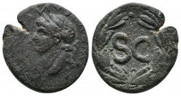 Roman provincial. Syria. Seleucis and Pieria, Antiochia ad Orontem. Nero AD 54-68 Av.: Laureate head left Rv.: Large SC within wreath. RPC 4298 VF. Ch...
