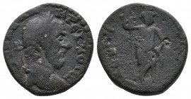 Roman Provincial. Syria. Leukas. Macrinus AD 217-218. Av.: AY K OPEL MAKREINOC CE, laureate head right. Rv.: LEYKADIWN, Astarte standing front, legs c...