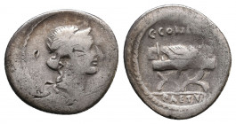 P. Aelius Paetus. AR Denarius (46 BC). Rome. Av.: Laureate head of Apollo right within wreath Rev: C CONSIDIVS / PAETVS. Curule chair. Crawford 465/1a...