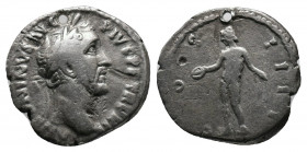 Antoninus Pius AD 138-161. AR Denarius. Rome. Av.: ANTONINVS AVG PIVS P P TR P XII, laureate head right / COS IIII, Genius standing left, holding pate...