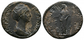 Diva Faustina Senior, died 140/1. As. Rome. Struck under Antoninus Pius. Av.: DIVA FAVSTINA Draped bust of Diva Faustina to right. Rv.: CONSECRATIO / ...