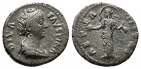 Faustina I (wife of A. Pius) AR Denarius. Rome, AD 141-161. Av.: DIVA FAVSTINA, draped bust right Rv.: AETERNITAS. Aeternitas standing facing, head le...
