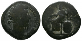 Marcus Aurelius, 161-180 Sestertius. Rome, Av.: M ANTONINVS - AVG TR P XXVI, laureate head r., Rv.: [IMP VI - COS III], Roma seated l., holding spear ...