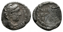 Commodus AD 177-192. Denarius. Rome. Av.: [L AEL AVREL] COMM AVG P FEL. Head of Commodus as Hercules right, wearing lion skin. Rv.: HERCVL / ROMAN / A...