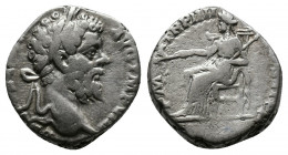 Septimius Severus, 193-211. AR Denarius Laodicea, 197. AV.: [L SEPT SEV] PERT AVG IMP VIII Laureate head of Septimius Severus to right. Rv.: P M TR P ...