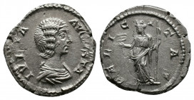 Julia Domna AD 193-211. Rome AR Denarius Av.: IVLIA AVGVSTA, draped bust right Rv.: FELICITAS, Felicitas standing left, holding caduceus and sceptre. ...