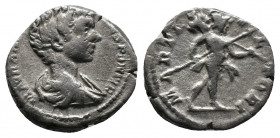 Caracalla. As Caesar, A.D. 196-198. AR denarius Rome. Av.: M AVR ANTON CAES PONTIF, bareheaded and draped head of Caracalla right Rv.: MARTI VLTORI, M...