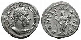 Macrinus, 217-218. AR Denarius, Rome, summer 217-early 218. Av.: IMP C M OPEL SEV MACRINVS AVG Laureate, draped and cuirassed bust of Macrinus to righ...