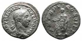 Severus Alexander (222-235). AR Denarius. Rome.Av.: IMP C M AVR SEV ALEXAND AVG. Laureate and draped bust right. Rv.: P M TR P VII COS II P P. Severus...