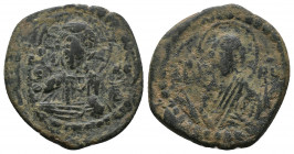 Anonymous Follis class G (attributed to Romanus IV), Constantinople Mint, c.1065/1070 AD

Obv.:Bust of Christ facing, wearing nimbus cruciger, palli...
