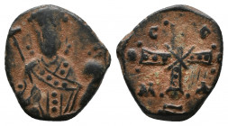 Alexius I Comnenus, Tetarteron, 1081-1118, Thessalonica Mint

Av.: Crowned bust of Alexius facing, wearing loros, holding cruciform scepter in right...