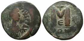 Anastasius I AE large module Follis. Constantinople Mint 498-518 AD, Fifth Officina.

Obv.: Diademed, draped, and cuirassed bust right.
Rv.: Large ...
