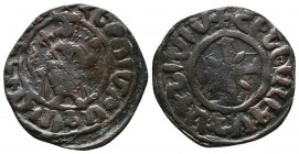 Cilician Armenia. Hetoum I, Sis mint. Struck circa AD 1226-1270.AE Kardez.
Obv.: Hetoum seated facing on bench, holding lis-tipped sceptre and globus...
