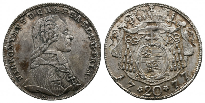Salzburg Hieronimus Graf von Colloredo 1772 - 1803. 20 Kreuzer 1777- Mint state ...
