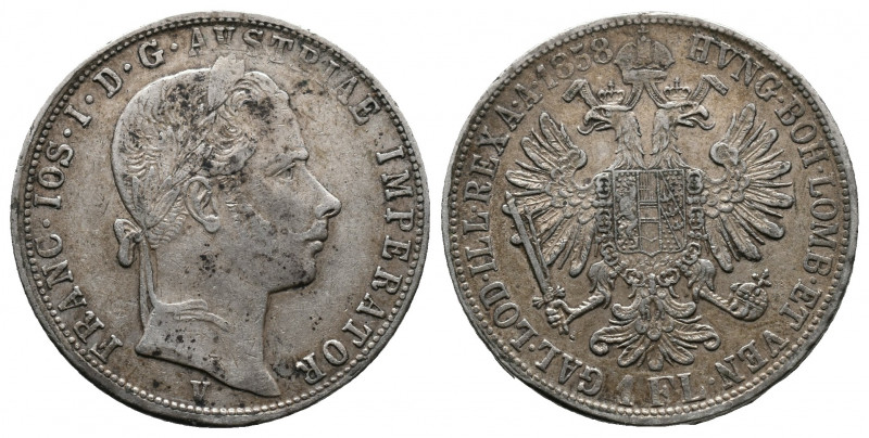 Franz Joseph I (1848-1916). 1 Gulden / 1 Florin 1858 V Venice VF with nicep pati...