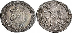 (L’) Aquila 
Ferdinando I d’Aragona, 1458-1494. Coronato 1488-1494, AR 3,89 g. MEC 14, –. D’Andrea-Andreani 86. MIR –. Vall-Llosera i Tarrés 147c.
R...