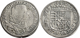 Firenze 
Nicola Francesco di Lorena, 1634-1635. Quarto di ducatone o testone 1635, AR 8,64 g. Galeotti XL, 6/9. MIR 319/2.
Raro. q.BB / BB