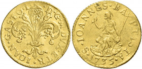 Firenze 
Gian Gastone de’Medici, 1723-1737. Zecchino o Fiorino 1735, AV 3,41 g. Galeotti II, 13. MIR 345/12. Friedberg 328.
BB
