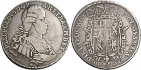 Firenze 
Pietro Leopoldo di Lorena, 1765-1790. Francescone 1784, AR 26,87 g. Galeotti XI, 1. MIR 383.
Rarissimo. BB

Conio di Antonio Cinganelli.