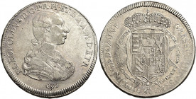 Firenze 
Pietro Leopoldo di Lorena, 1765-1790. Francescone 1787, AR 27,25 g. Galeotti VIII, 4/6. MIR 385/4.
Raro. q.BB